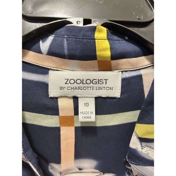 ANTHROPOLOGIE Zooligst CHARLOTTE LINTON Smoke Signs Cloud Silk Blouse Size 10 - Picture 3 of 7